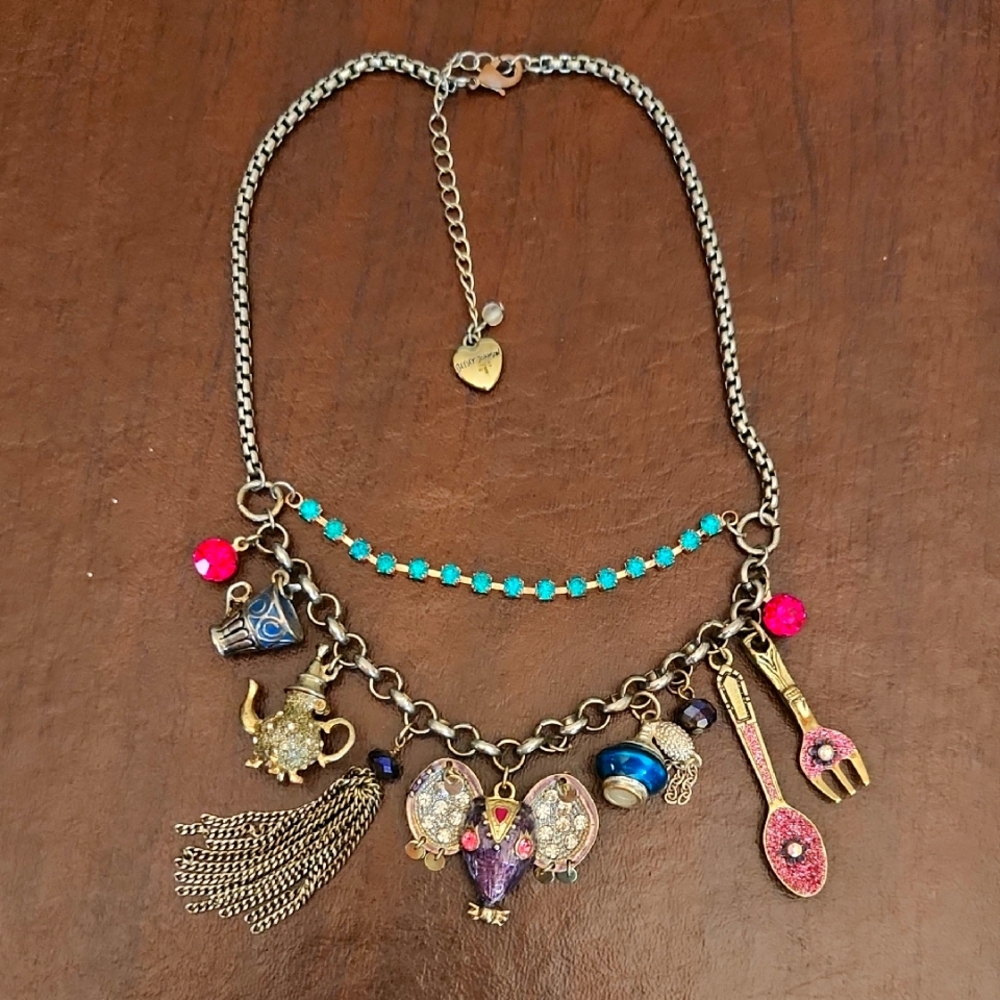 Betsey Johnson Mouse/Tea Party Necklace